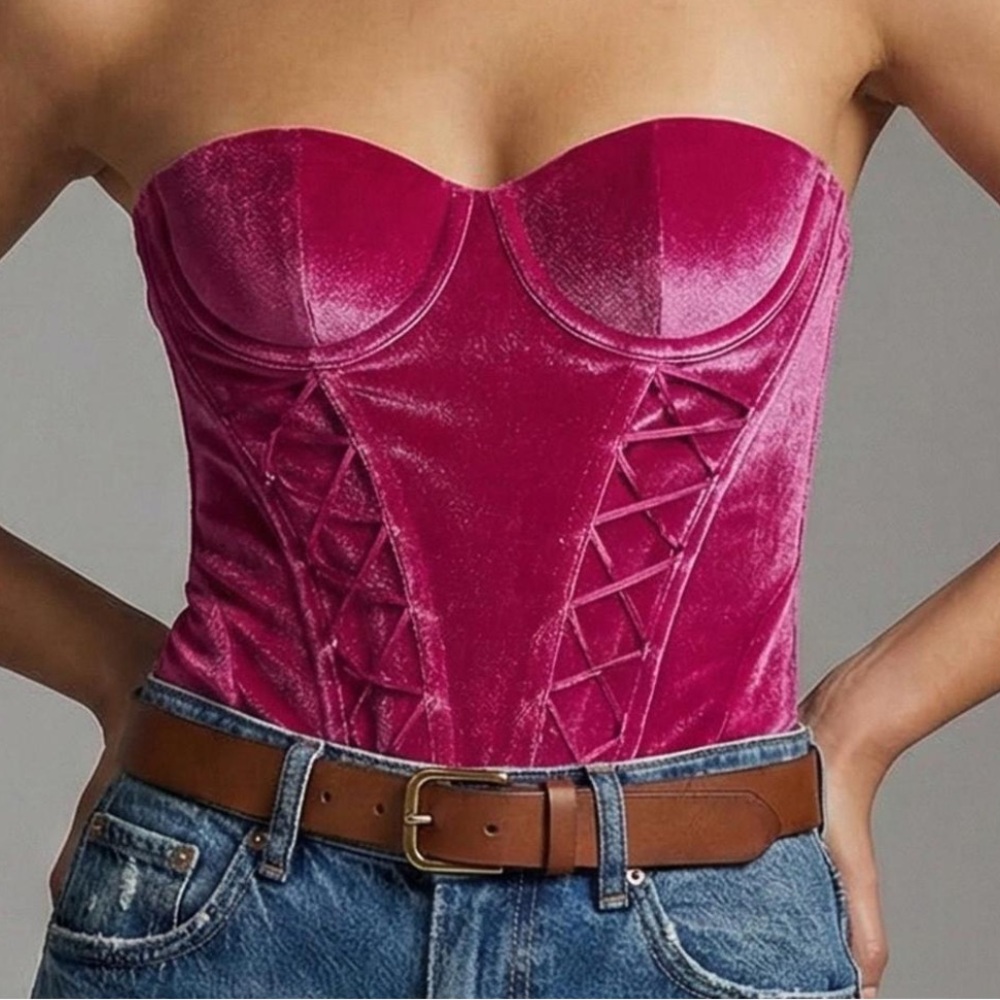 NWT SAVAGE X FENDY FUCHSIA VELVET CORSET💗